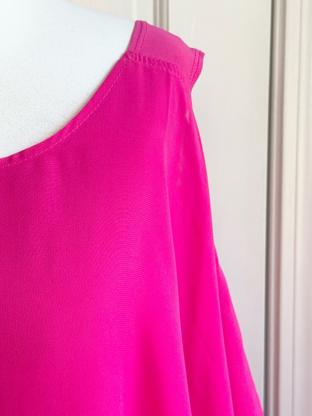 Flowy Hot Pink Layered Tunic Top - Picture 3 of 8